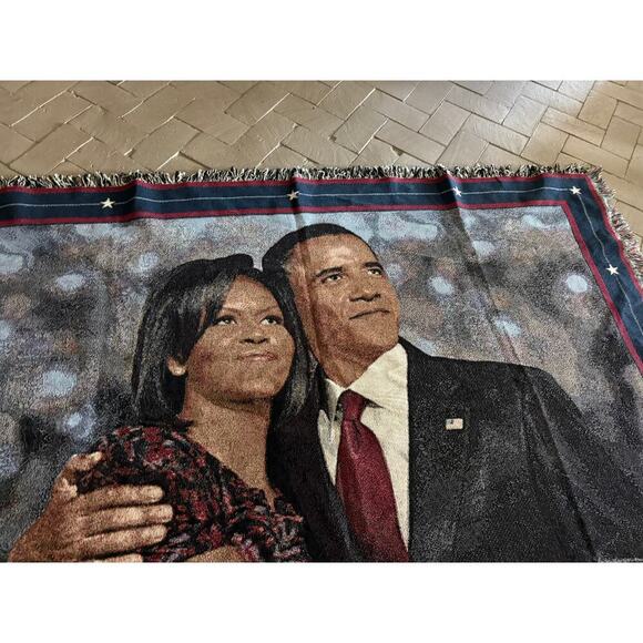 President Barack Obama Michelle Obama Woven Tapestry Throw Blanket 54" X 72" - Picture 4 of 5